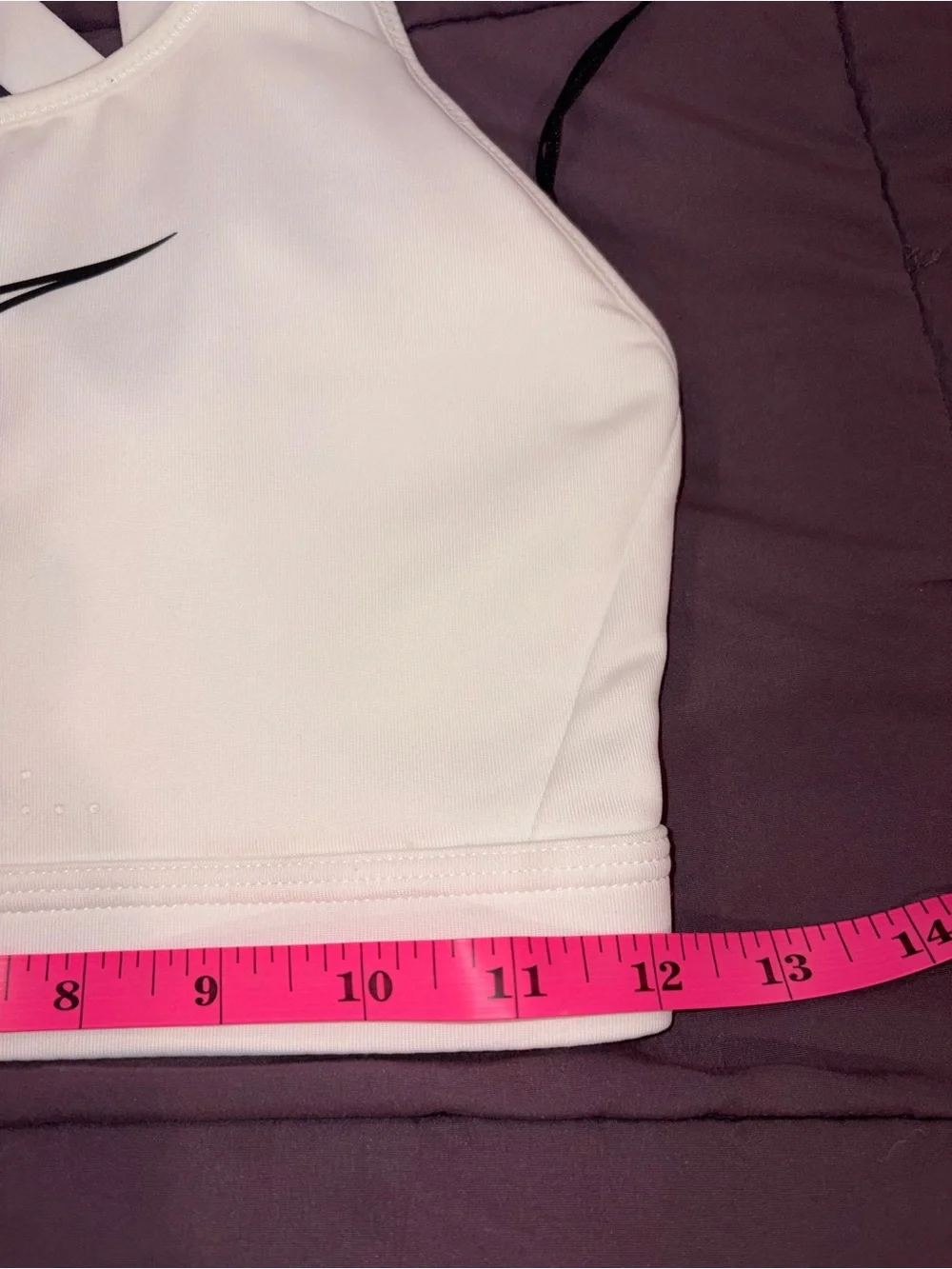 Nike White Cross-Back Medium Support Sports Bra with Black Swoosh Size Small NWT